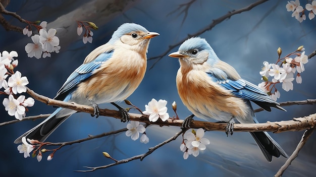 imagem fotográfica de papel de parede HD de pássaros de primavera