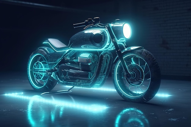 Imagem futurista de design de conceito de motocicleta por IA generativa