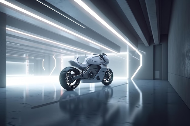 Imagem futurista de design de conceito de motocicleta por IA generativa