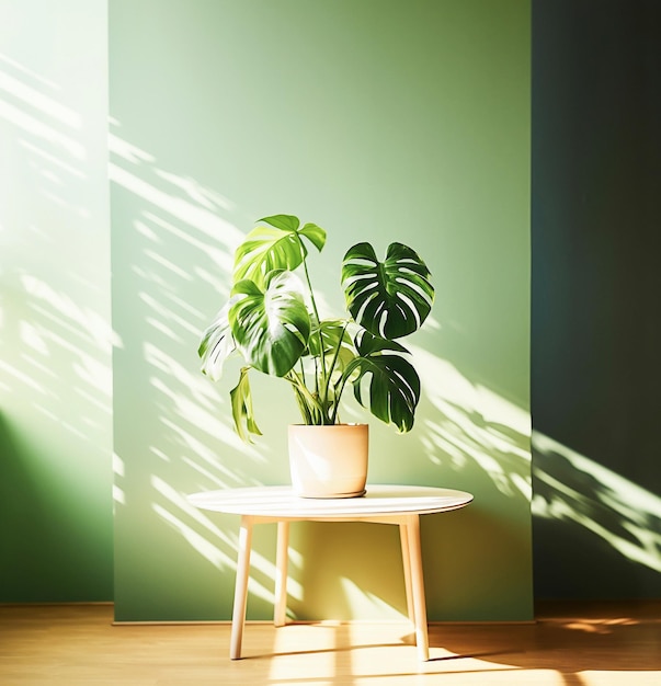 Imagem generativa Monstera deliciosa planta em um pote dia luz dia ensolarado