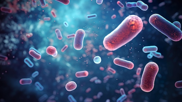 Foto imagem gerada por computador de bactérias generative ai