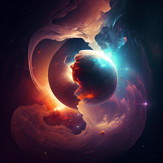 Imagem gerada por computador de um planeta no espaço generative ai