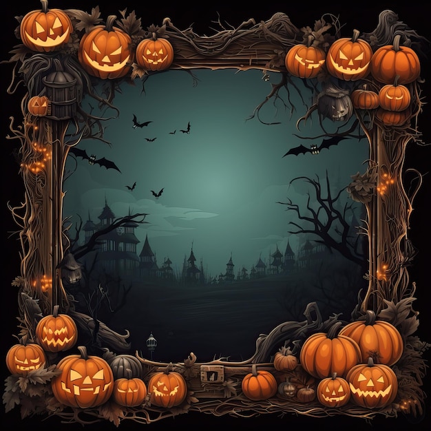 Imagem gerada por IA de alta qualidade com espaço de texto de quadro de Halloween