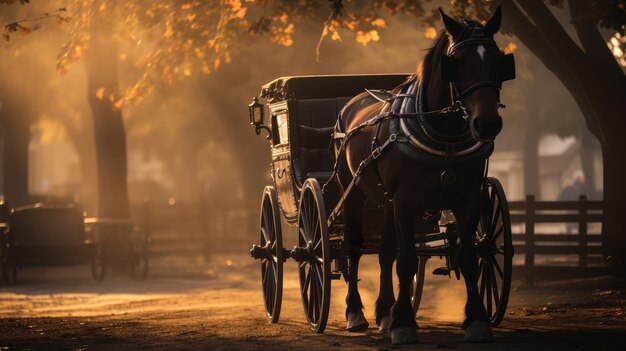 Imagem gerada por IA de carruagem puxada por cavalos