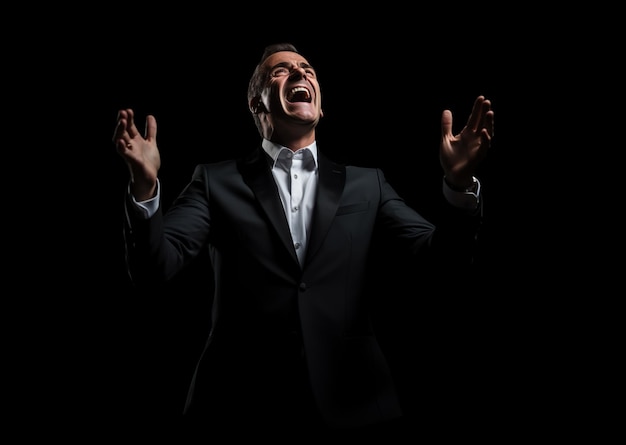 Imagem gerada por IA de homem cantando em ópera Foto de alta qualidade