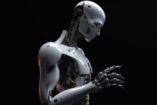 Imagem gerada por IA de robô de inteligência artificial ciborgue