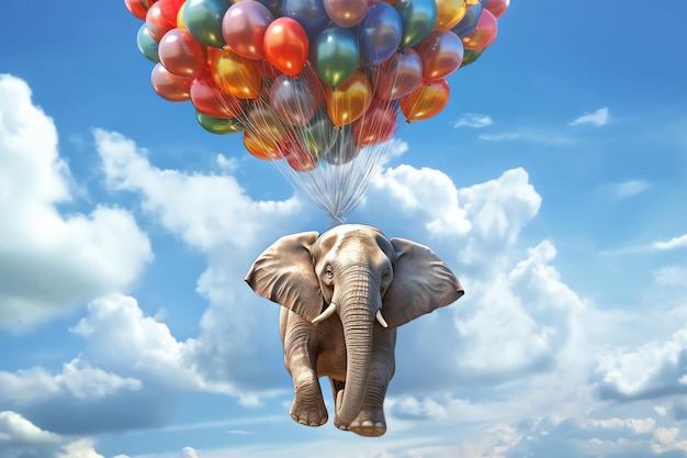 imagem gerada por IA de voo de elefante