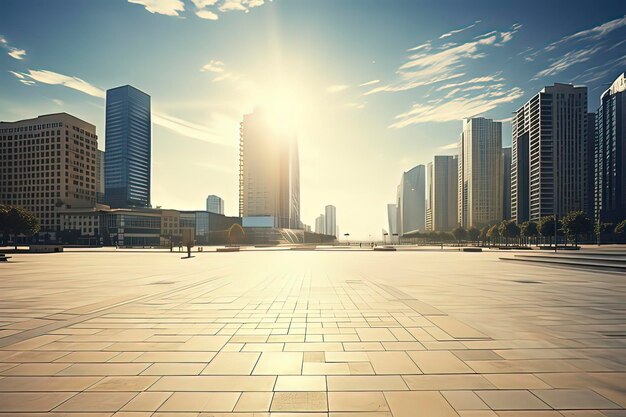 Imagem gerada por tecnologia de IA de horizonte quadrado e urbano