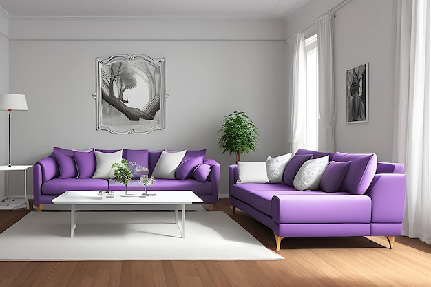 Imagem HD do sofá no interior da sala de estar moderna com