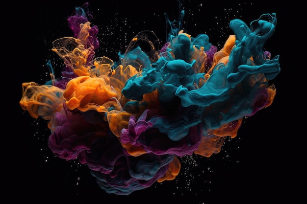 Imagem hipnotizante de tinta líquida espirrando no ar com belos padrões intrincados