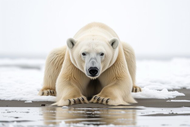 Foto imagem icônica capturando a força e a vulnerabilidade do urso polar