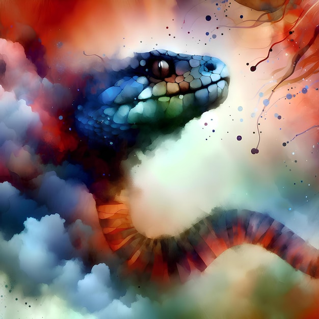 imagem impressionista de serpente nas nuvens