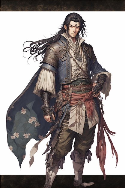 Imagem intitulada 'homem com cabelo comprido e uma arte de espada' em nossa galeria de arte de assassin's creed iii com designs de personagens oficiais, arte conceitual e fotos promocionais. conceito de personagem, arte de personagem