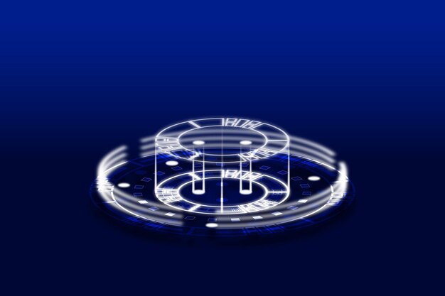 Imagem isométrica A tecnologia holográfica Fundo azul escuro e gradiente