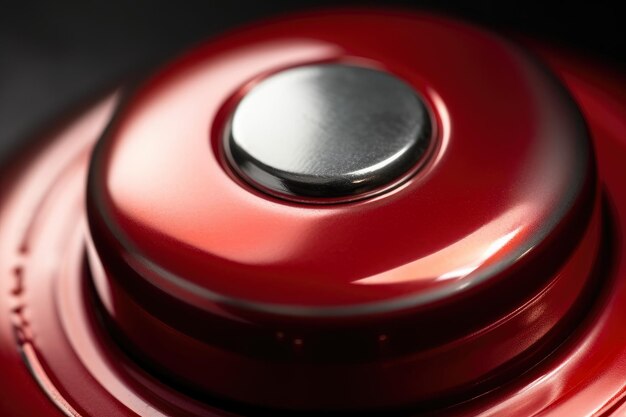 Imagem macro altamente detalhada de um botão de alarme de incêndio com uma superfície elevada proeminente e bordas suaves
