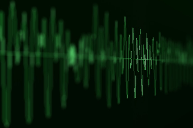 Imagem macro close up do diagrama de ondas sísmicas, do mercado de ações e de áudio sonoro. borrão, dof.