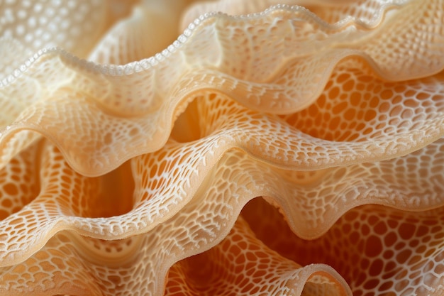 Imagem macro de dobras delicadas de medusa Epiderme Creme e tons de pêssego Dia da Terra AI Gerado