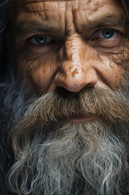 Foto imagem macro de perto da textura detalhada da barba de jesus