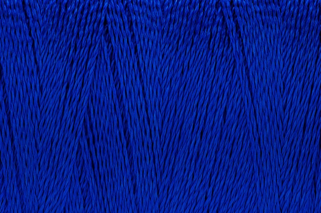 Imagem macro de textura de fio azul cor de fundo