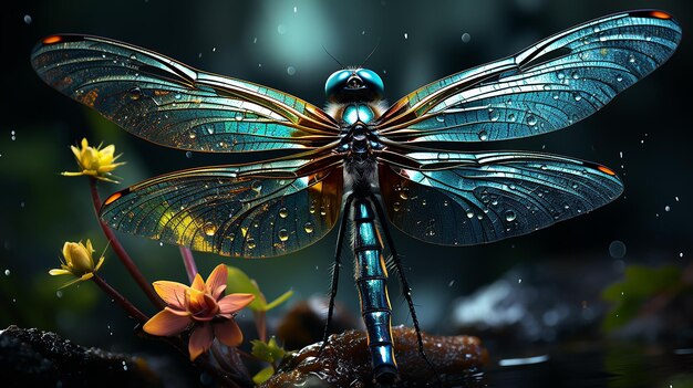 Imagem macro de uma libélula