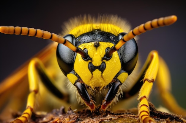 Imagem macro de uma vespa Vespula vulgaris Close de uma vespa Vespula vulgaris gerada por IA
