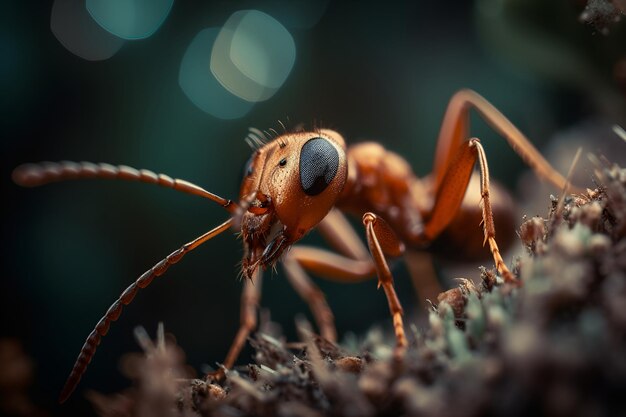 Imagem macro mostrando detalhes intrincados de uma formiga
