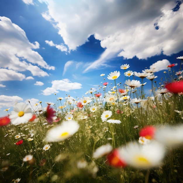 Imagem mais brilhante Um campo com IA geradora do céu