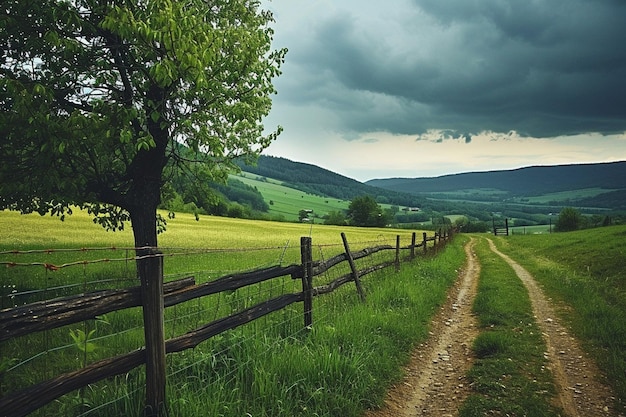 Imagem panorâmica da paisagem da floresta verde com montanhas e árvores na superfície