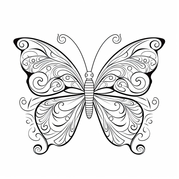 Imagem para colorir em preto e branco de borboletas