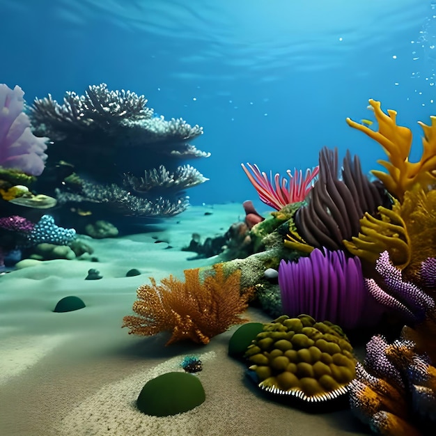 Imagem para o mundo subaquático do piso 3d Corais de polvo