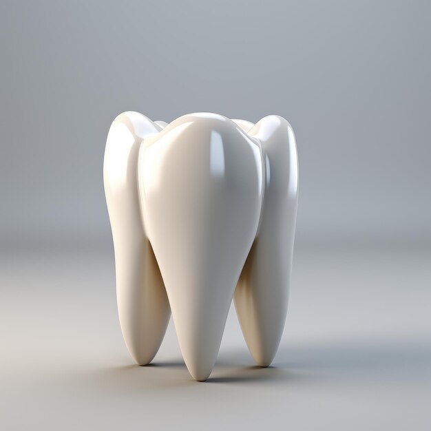 Imagem para publicidade Dente único fundo branco sólido textura fosca reflexão reduzida