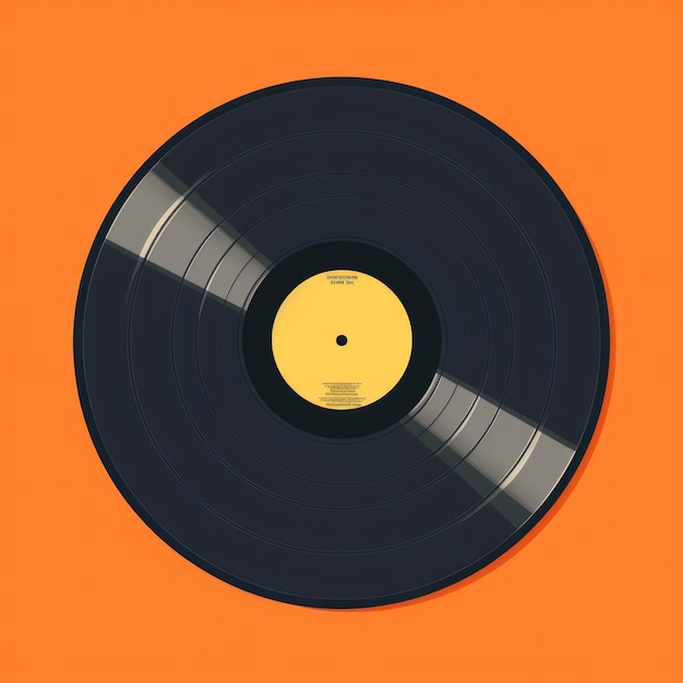 Imagem plana de um disco de vinil em um fundo laranja Ícones vetoriais simples de um registro de vinil Digital