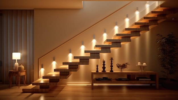 imagem que exala a elegância de uma moderna escadaria de madeira de freixo no interior de uma nova casa