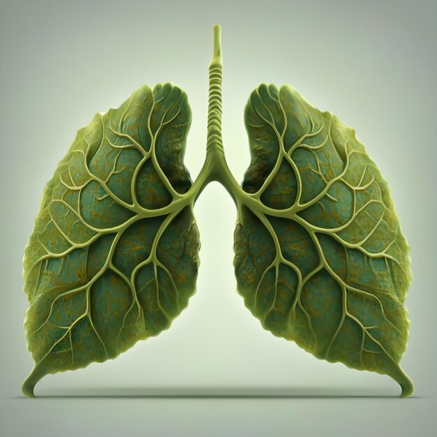 Foto imagem real de folha verde em imagem de pulmão