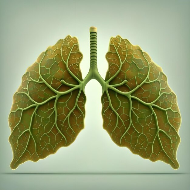 Foto imagem real de folha verde em imagem de pulmão