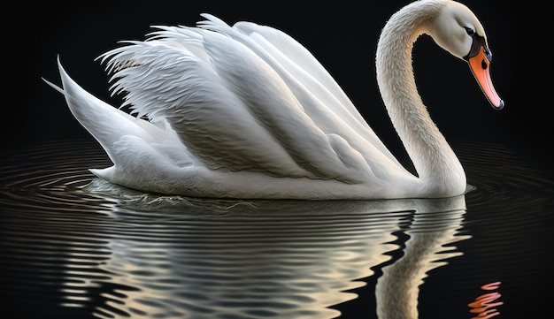 Imagem realista de contorno de cor natural de cisne Arte gerada por Ai