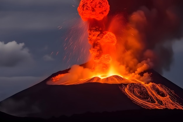 Imagem realista de uma erupção vulcânica