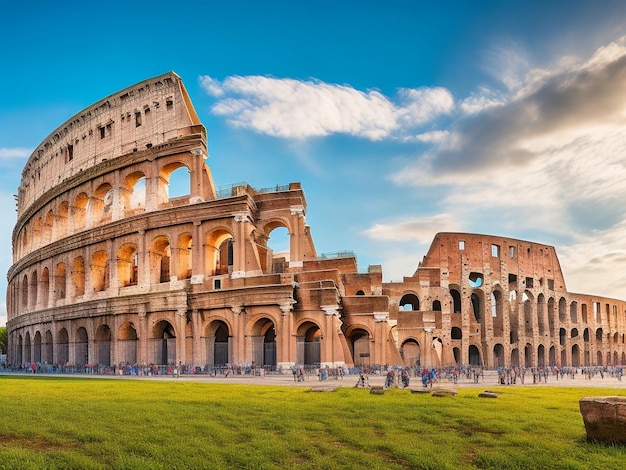 Imagem realista e deslumbrante do anfiteatro do Coliseu, localizado em Roma, Itália