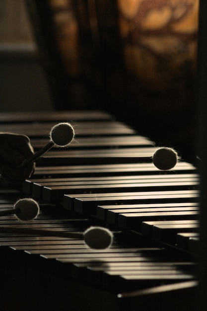 Imagem recortada de uma pessoa tocando marimba
