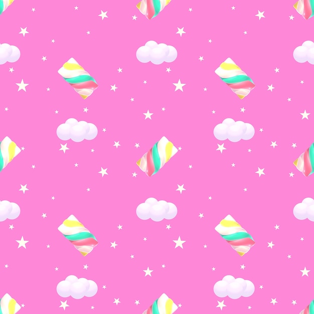 imagem renderizada 3d de padrão de marshmallow sem costura