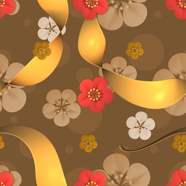 Foto imagem renderizada em 3d de padrão de flor chinês sem costura