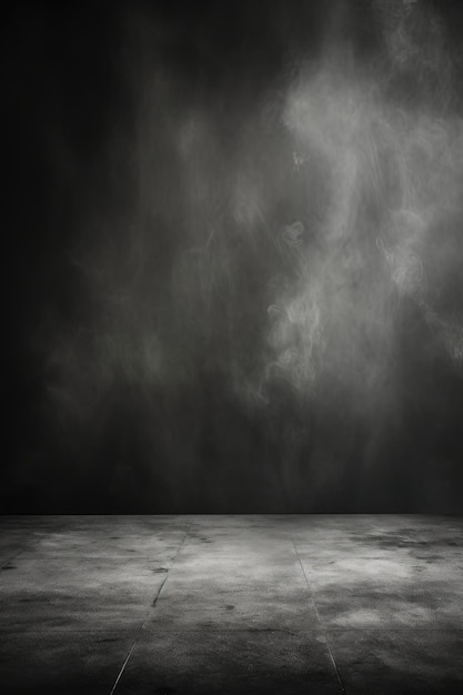 Foto imagem retrato de espaço escuro e vazio de fundo de textura grunge de estúdio com iluminação de pontos e nevoeiro ou névoa em fundo