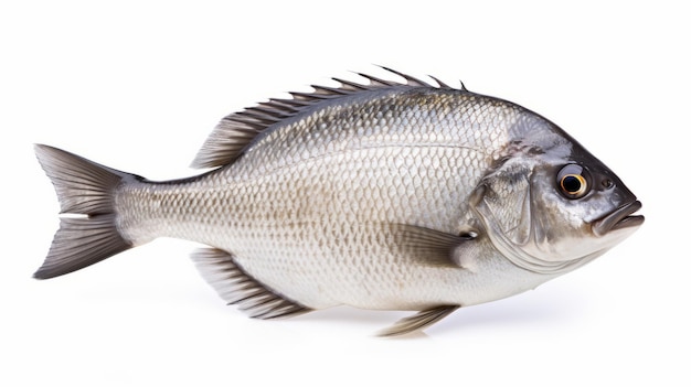 Imagem UHD de peixe de brasa em fundo branco