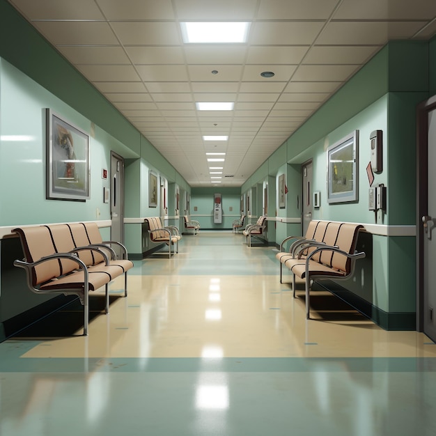 Imagem vetorial de corredores vazios de hospitais liminares altamente detalhados