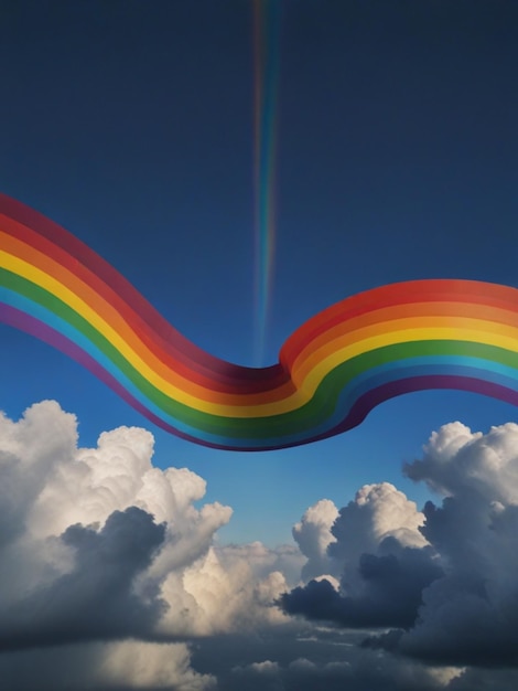 Imagen en 3D de un arco iris en el fondo del gradiente del cielo