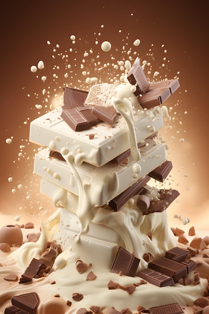 una imagen 3D de una barra de chocolate