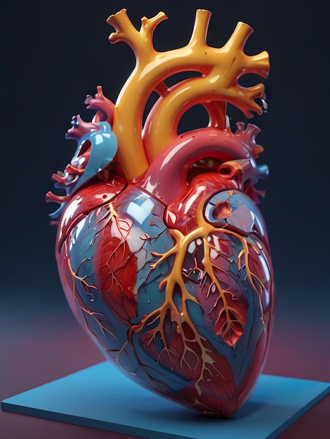 Imagen en 3D de un corazón humano ultra detallado