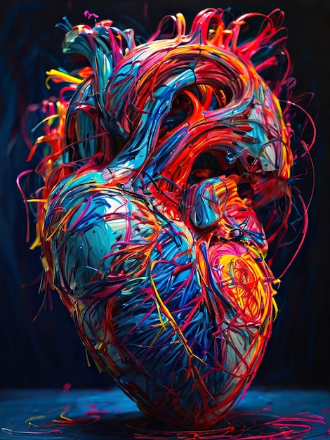 Imagen en 3D de un corazón humano ultra detallado