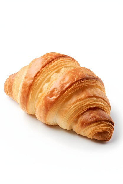 una imagen 3D de un croissant de fondo blanco