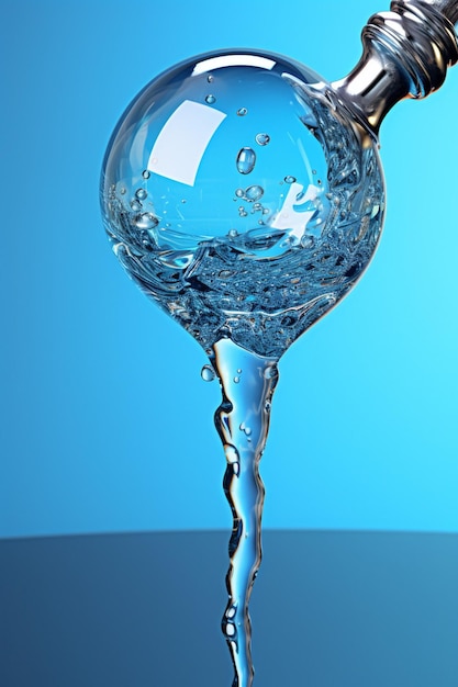 una imagen 3D de un grifo con una gota de agua